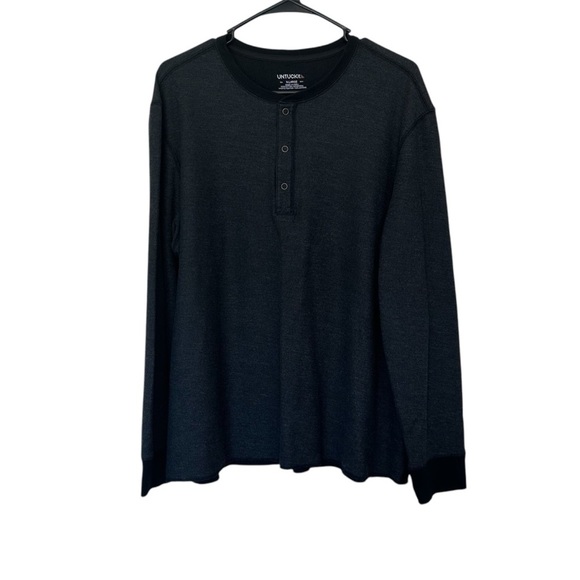 UNTUCKit Men’s Textured Schrock Long Sleeve Henley Shirt Size XL Black - Picture 1 of 9